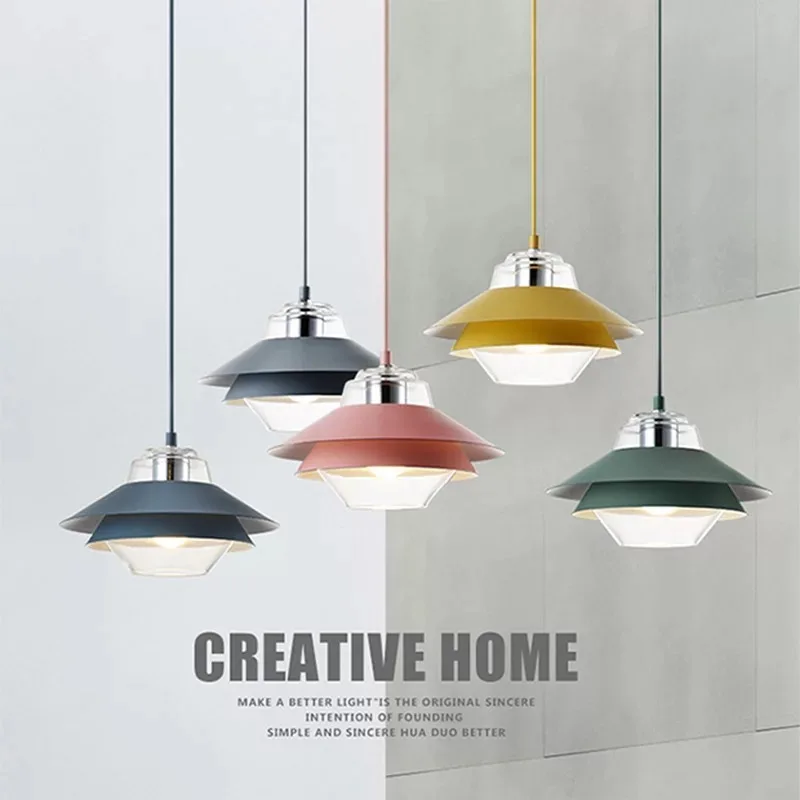 

Modern Chandelier Macaron Glass LED Pendant Lamp Bedroom Study Living De Jantar Lighting Decor Lights
