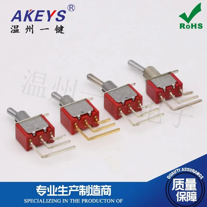 Interruttore A Levetta Laterale Mts-102-C4 Piedino Curvo A Due Marce A 3 Gambe Foro Per Bilanciere Placcato In Oro Pulsante Per Spina Laterale Da 6M