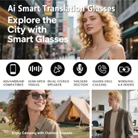 AI smart translation glasses, supporting real-time app translation in 164 languages, photochromic lenses, and flat gray lenses. - Image 5