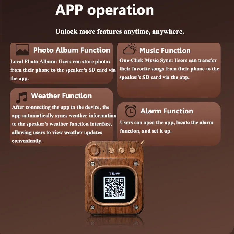 Mini Pocket Bluetooth Speaker Smart Touch Screen Soundbar Music Box Wireless MP3 Music Player Support TF Card Alarm Clock Album