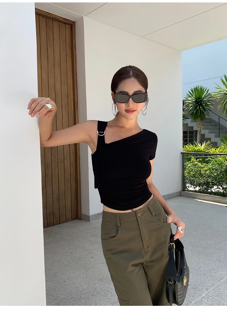 Women Tops Summer Sexy Off Shoulder Crop Tops Casual Female Sling T-shirt Short Sleeved Elastic Fashion White Tees Slash Neck