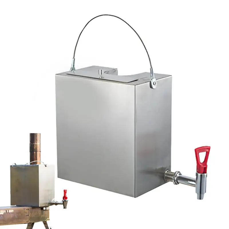 Wood Burning Water Tank Portable Square Wood Burn Water Tank With Tap 7