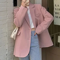Sólido casual blazer solto moda feminina blusa cardigan foi fino inverno temperamento senhoras jaqueta terno colarinho
