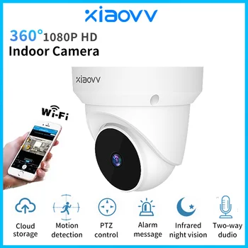 xiaovv 4MP 2K HD 2.4Ghz WiFi Telecamera CCTV per interni Visione notturna Audio bidirezionale Rilevazione umana Monitoraggio automatico Telecamera di sicurezza domestica