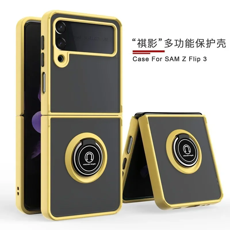 

Чехлы для Samsung Galaxy Z Flip 3 4, чехол для телефона с подставкой, закрепленным кольцом, полная защита на 360 °, Z Flip4, чехол с контрастными цветными кнопками