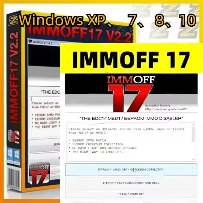 logiciel de programmation ecu immoff17 chaud avec keygen pour les installations illimitées edc17 immoff 17 avec guide vidéo d'installation par neurotuning