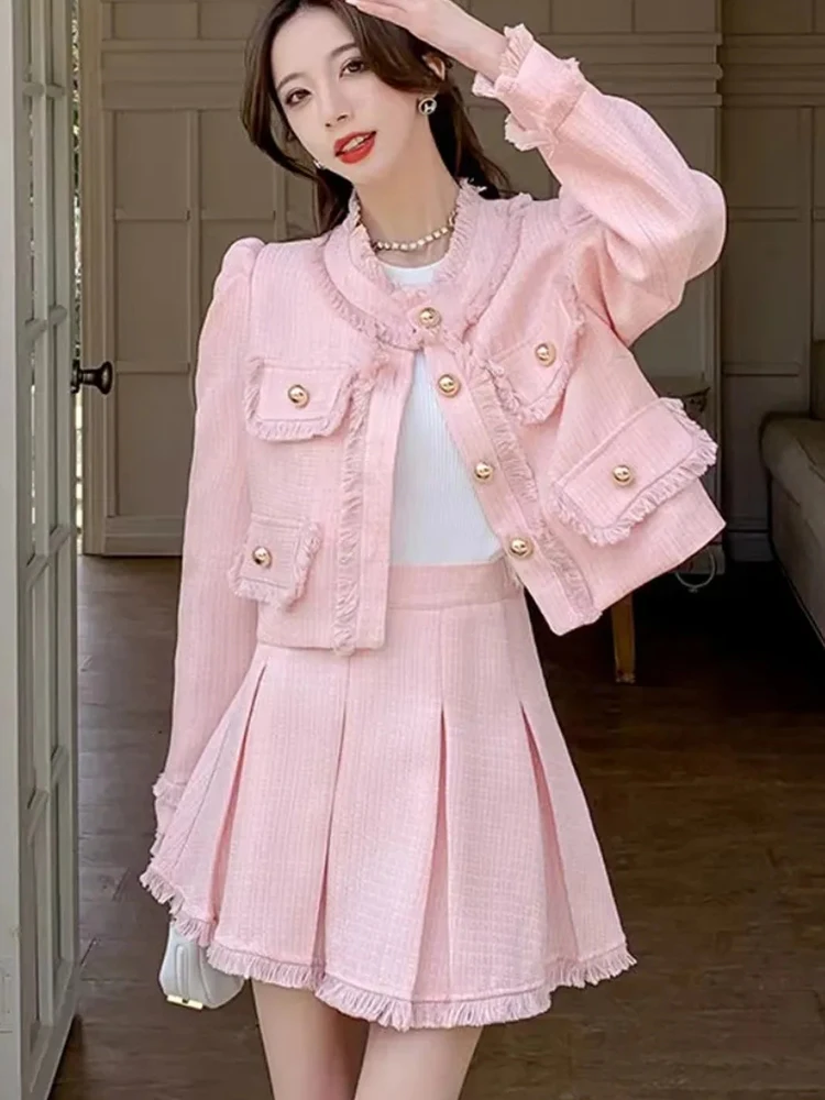 ジャケット・アウター idem tweed lady jacket,tweed flare skirt idem（イデム）の「tweed lady jacket/ノーカラーツイード