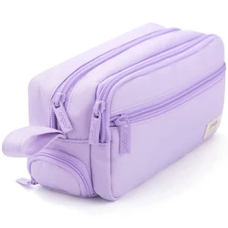 Spacious Zippered Pencil Case - Portable and Waterproof Stationery Organizer (PURPLE)