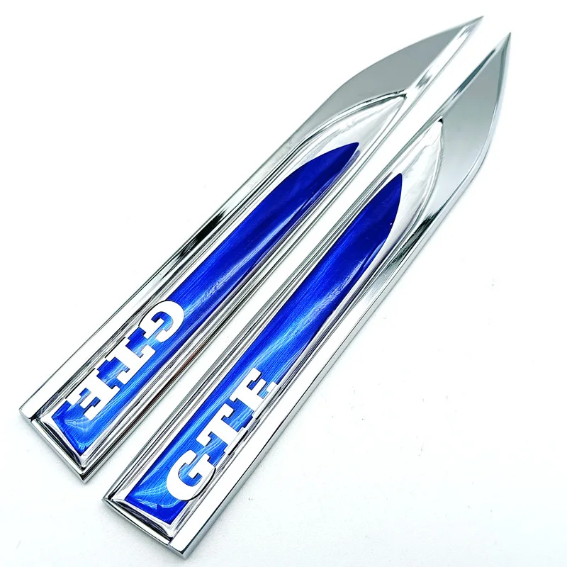 2Pcs 3D Metal Blue Logo Gte Emblem Car Fender Badge Per Volkswagen Golf Gte Mk7 7 7.5 8 Passat B8 Gte Sticker Accessori
