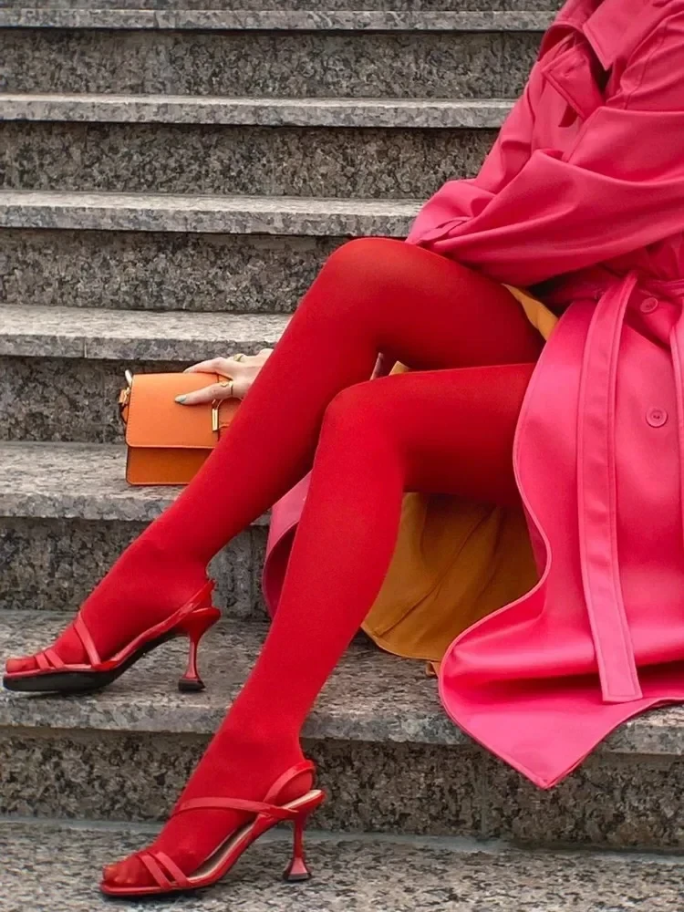 

Женские пикантные красные носки, ультратонкие однотонные полупрозрачные облегающие колготки, женские эластичные колготки, бесшовные Свадебные леггинсы для невесты