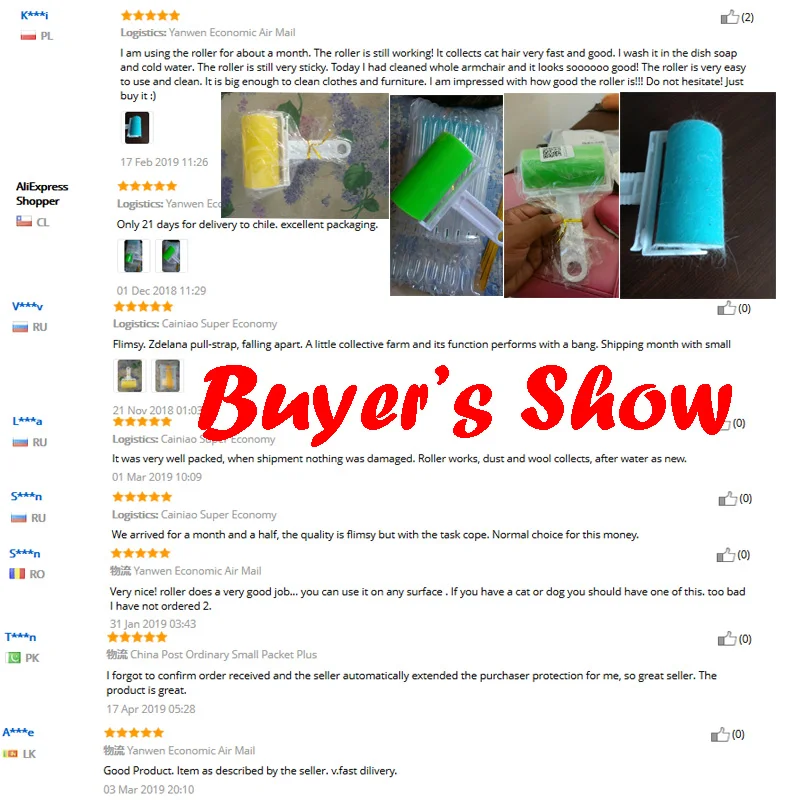 Behogar Reusable Washable Lint Roller Sticky Dust Pet Dog Hair Remover Cleaning Brush Tools with Cover for Pet Cloth Furniture