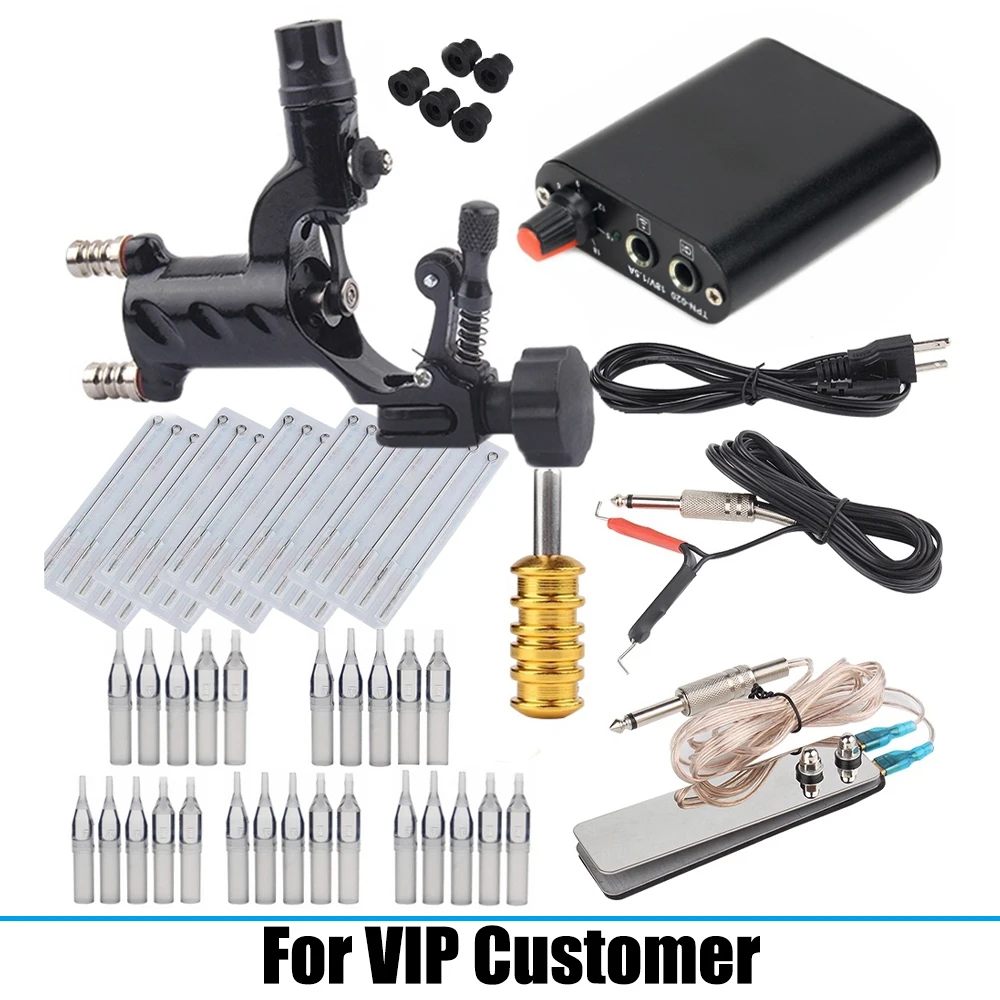 

6pcs Tattoo Rotary Machine Kit Professional Tattoo Gun Set with Disposable Tattoo Needle Tips Power Supply for Tattoo Beginner