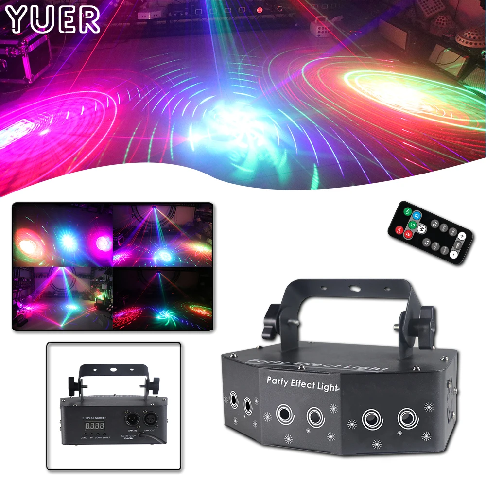 YUER Party Effect Light RGB Laser Beam Effect Light DMX512 8CH For DJ Disco Wedding Music Bar Nightclub Indoor Music Control