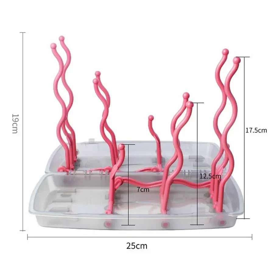 Baby Bottle Drying Rack Dustproof Detachable Multi Functional Folding Dry Rack for Pacifier Drying Portable Storage Box