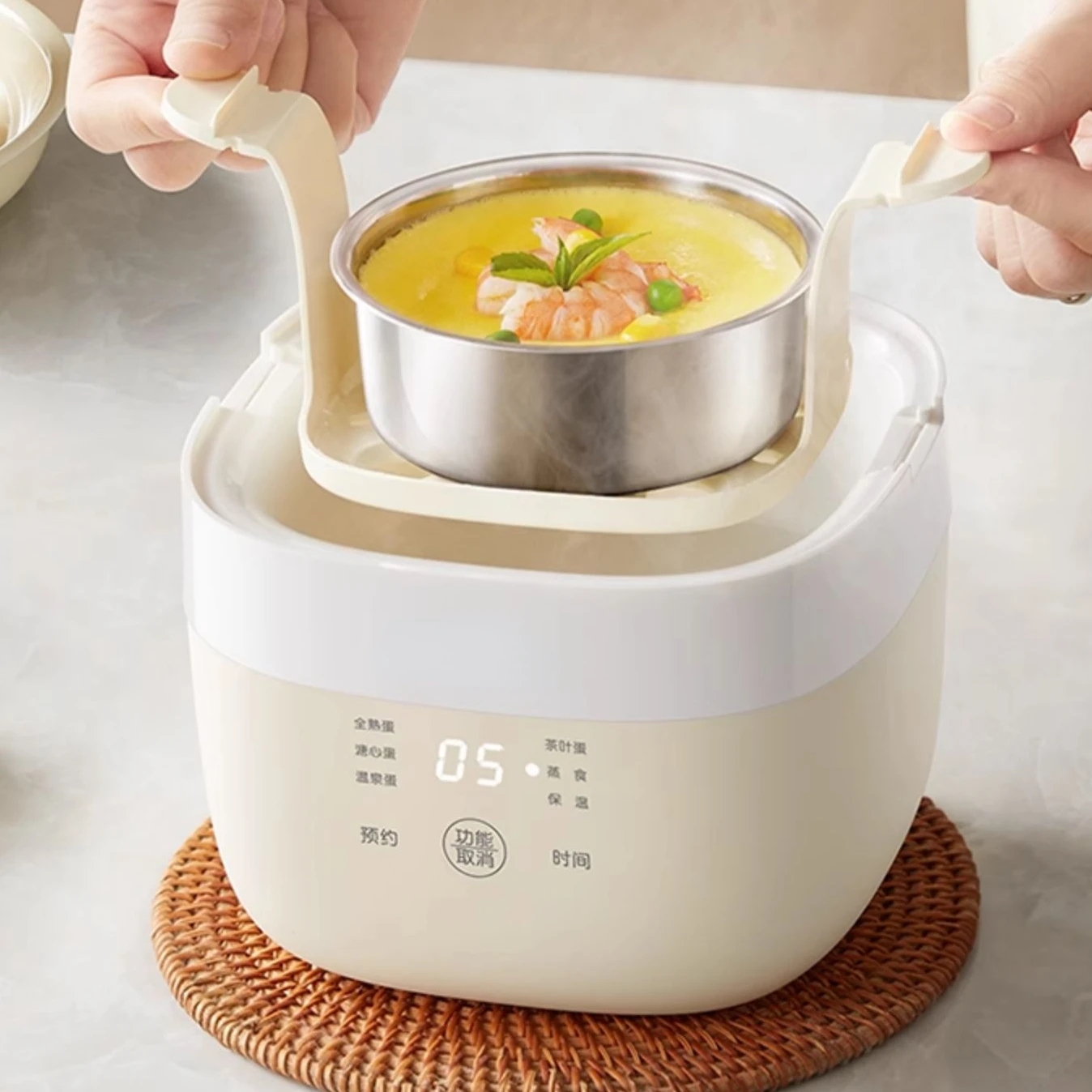 220V Electric Egg Boiler Household 2 Layers Food Steaming Cooking Machine Multi Cooker Steamer for Breakfast