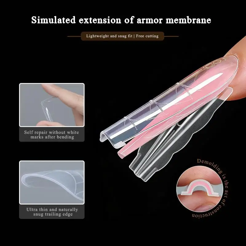 140개 듀얼 폼 연장 네일 퍼펙트 쉐이프 빌더 젤 샌드위치 시스템 네일 아트 매니큐어 키트 재사용 가능 살롱용 투명