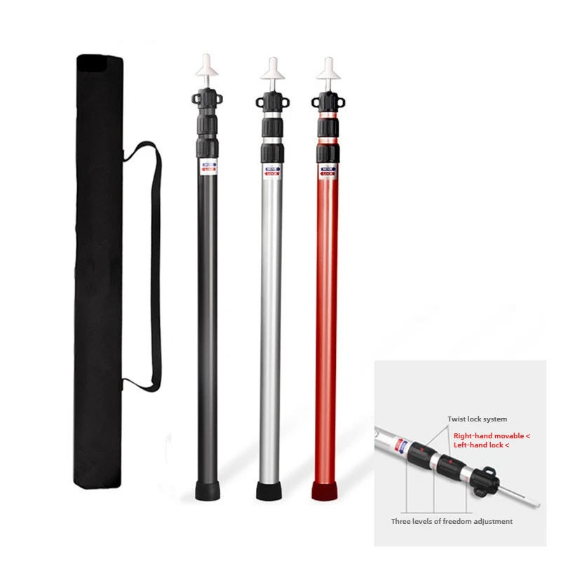 2.3 Meters 3 Section Outdoor Free Telescopic Aluminum Alloy Canopy Rod Stepless Adjustment Length Tent Foyer Support Rod tent poles