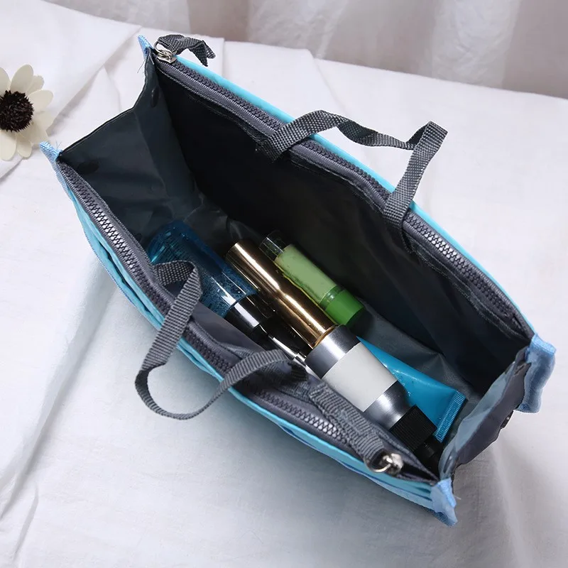 Nylon Cosmetic Bags For Women Tote Insert Double Zipper Makeup Bag Toiletries Storage Bag Girl Outdoors Travel Make Up Organizer 5