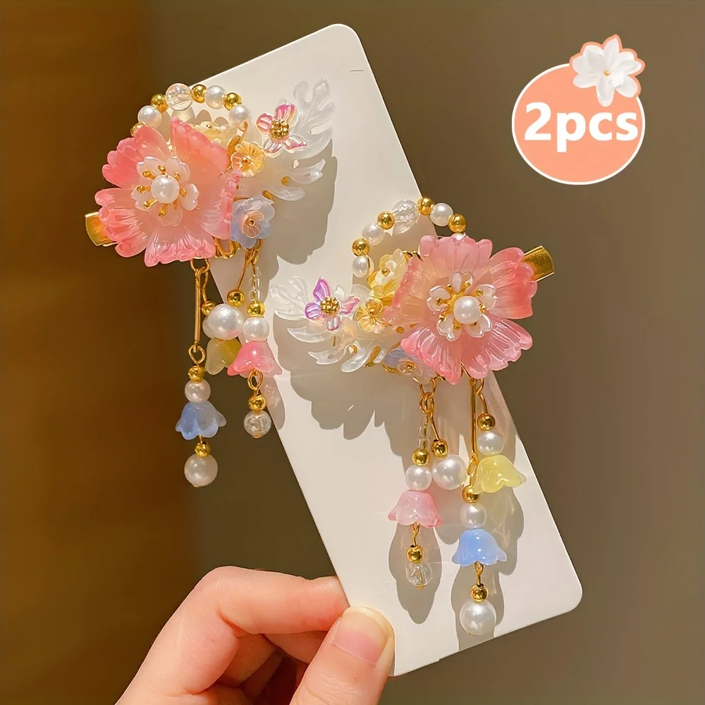 دبوس شعر بأزهار وشرابات عتيقة ، دبوس شعر صيني ، إكسسوارات شعر عتيقة ، خالدة للغاية ، غطاء رأس صيني هان ، 2: 4