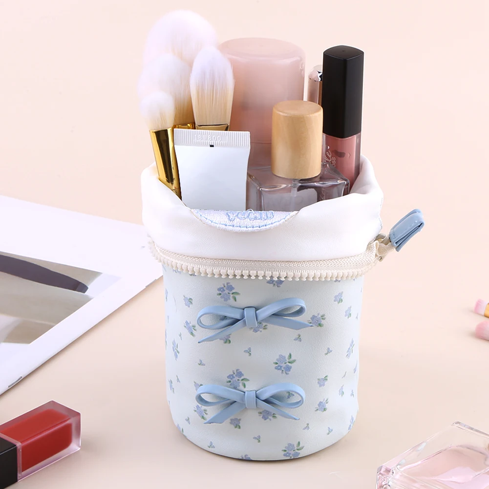 Women Leather Makeup Bag Floral Cosmetic Bag Large Capacity Waterproof Makeup Pouch Makeup Organizer Bag Makeup Storage Bag 3
