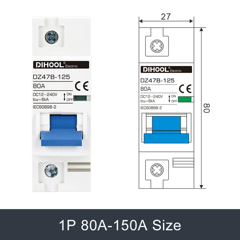 Enhanced Product Title: Versatile DC Circuit Breaker for Battery and Solar Protection, 16A - 125A, with Positive/Negative Switch Isolator