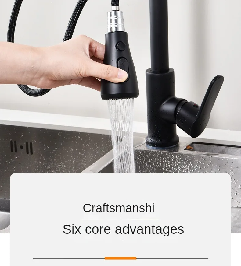 Description Picture 4 of itemKitchen Faucets Stainless Steel Pull Out Kitchen Sink Water Tap Deck Mounted Mixer Stream Sprayer Head Hot Cold Taps