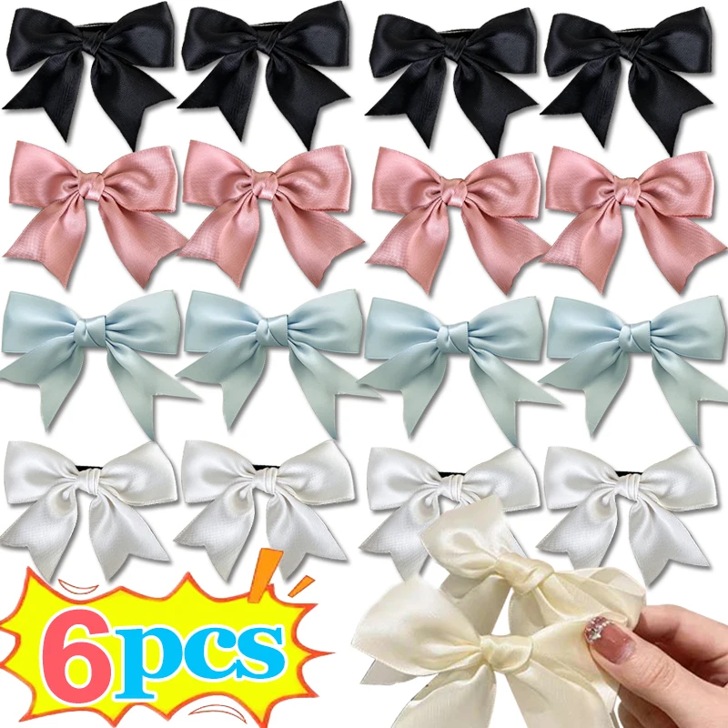 

2/4/6pcs Elegant Bowknot Ribbon Bobby Pin Hair Clip Kawaii Bowknot Fashion Satin Spring Barrettes Cute Headband Hairpins Girls