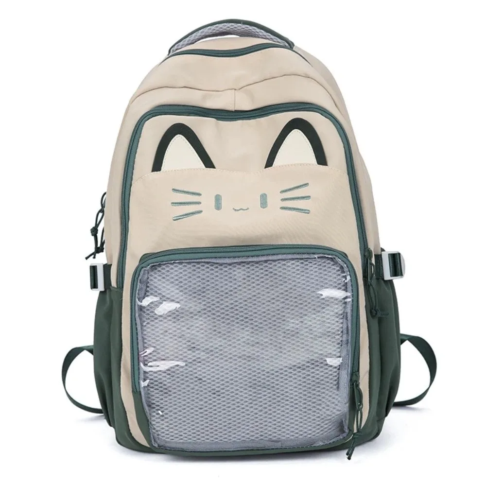 Embroidery Cartoon Ita Bag Large Capacity Preppy Style Transparent Pocket Itabag Cute Badge Display Student School Bag Woman 3