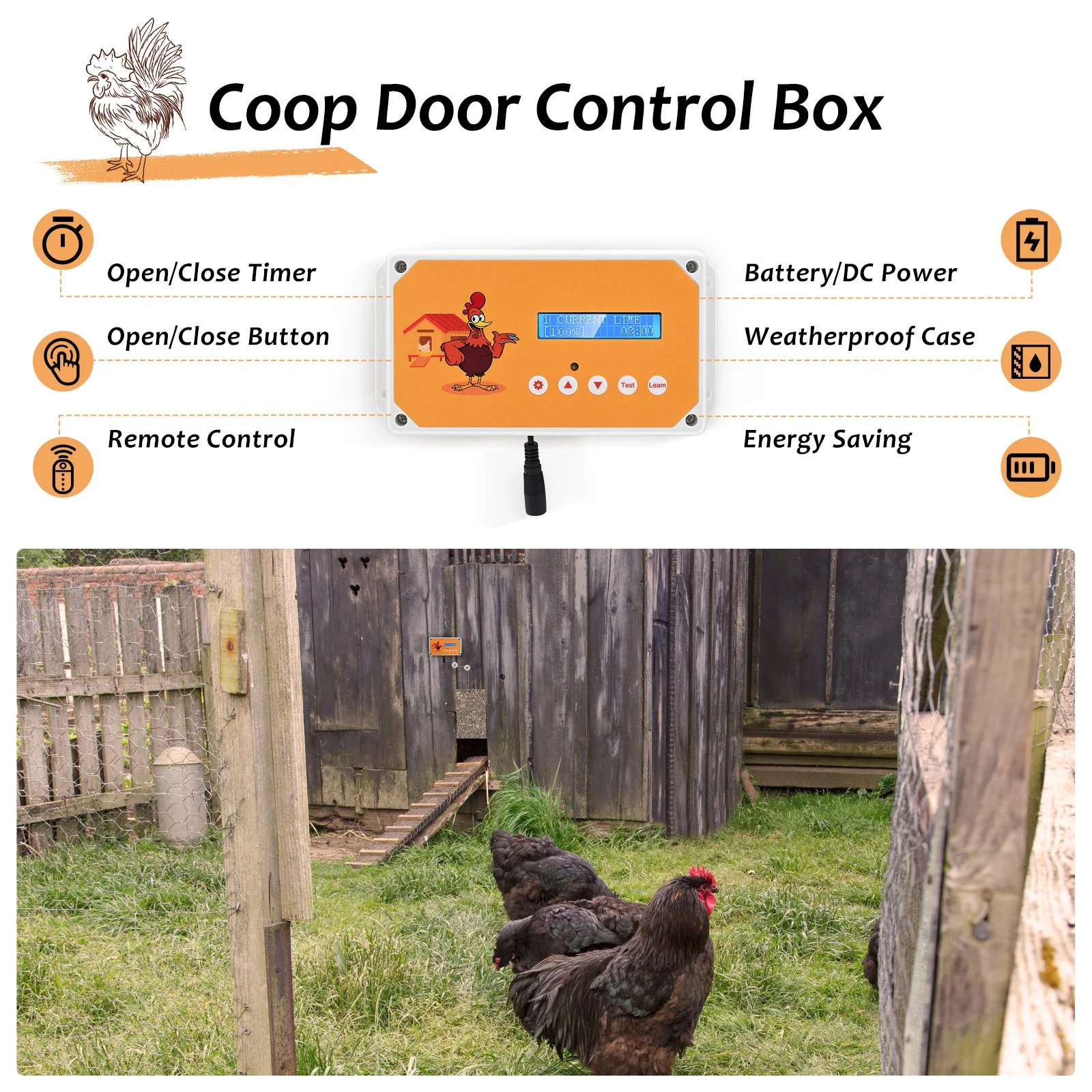 Chicken Coop Door Opener Automatic Chicken Coop Door Cage Opener with LCD