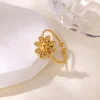 Bagues géométriques de luxe en Zircon pour femmes, en acier inoxydable, couleur or, anneau ouvert, tendance, fête de mariage, bijoux esthétiques, cadeau pour Femme