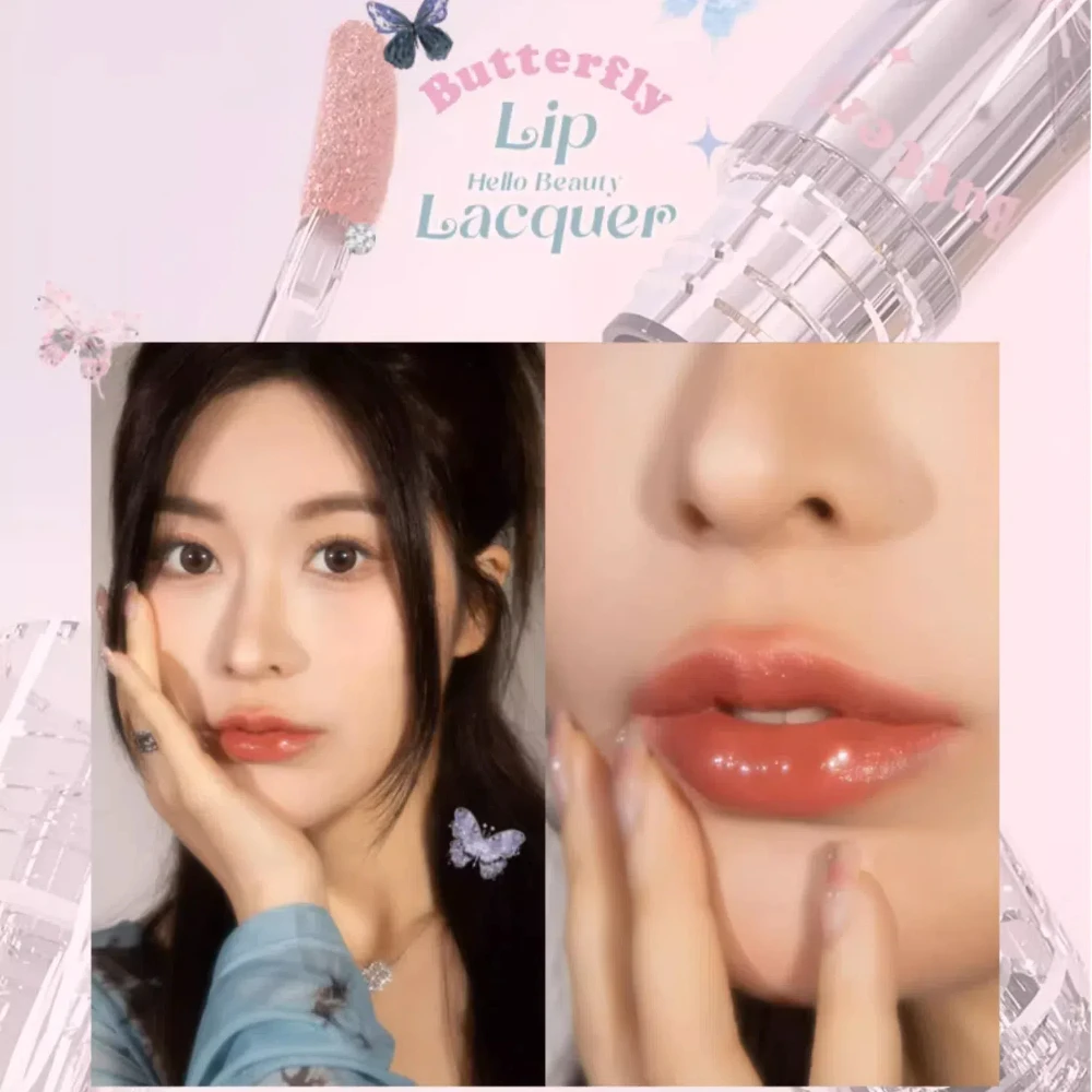 Lip Gloss Lip Makeup Lip Glaze Lip Plumper Pink Water Gloss Clear Waterproof Non-stick Cup Hydrating Fade Lip Lines