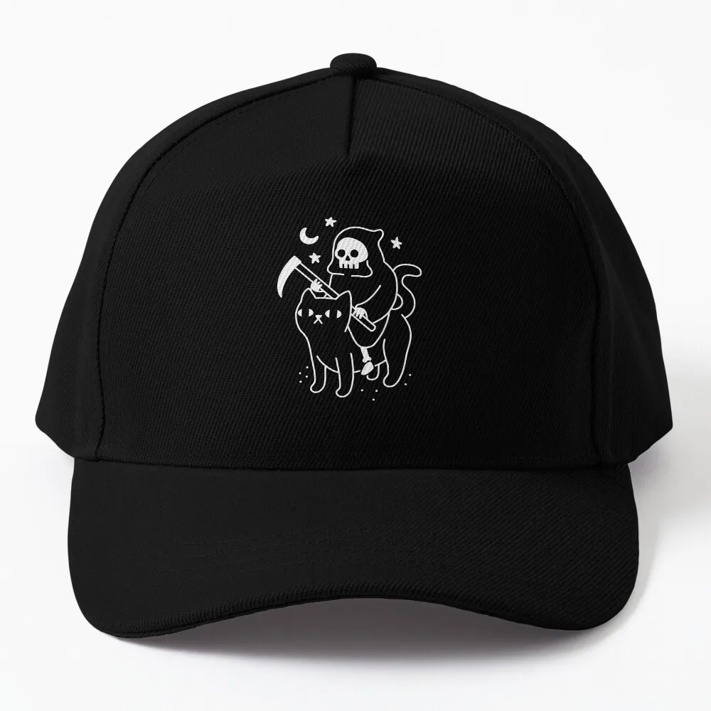 

Death Rides A Black Cat Baseball Cap Icon Luxury Brand Hats Women's Beach Hat Men's