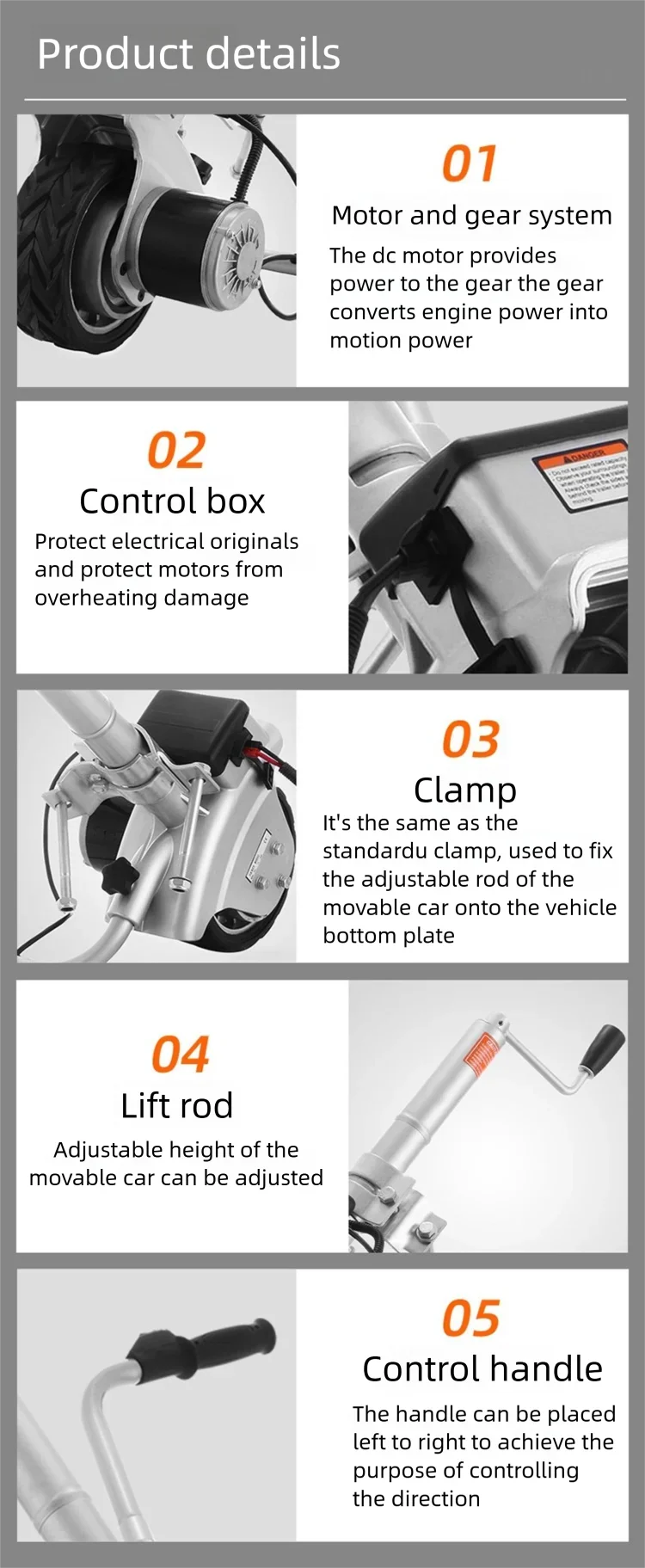 JH 12V Traction Bracket Car Electric Mover Trailer RV Quick Move Tool 350W Motor
