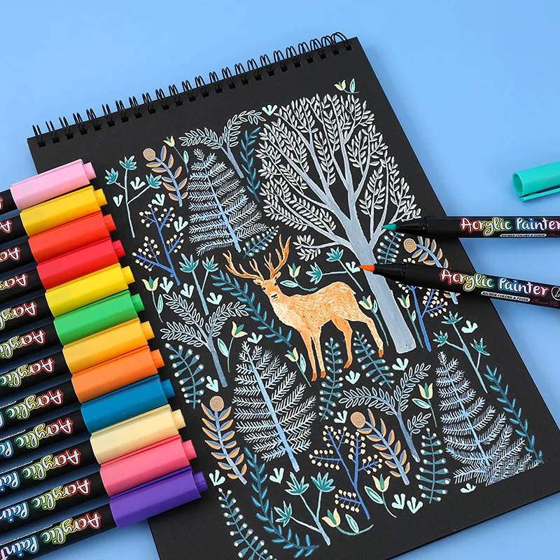 Acrylverfpennen 72 Kleuren Met Flexibele Penseelpunt - Voor Rotschilderen, Keramiek, Hout En Glas
