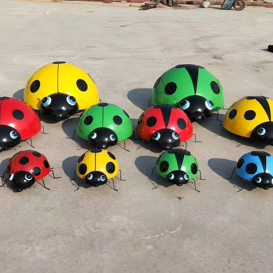 Stainless Steel Sculpture, Multi-colored Ladybird Sculpture, Garden Landscape Decoration, Size Can Be Customized