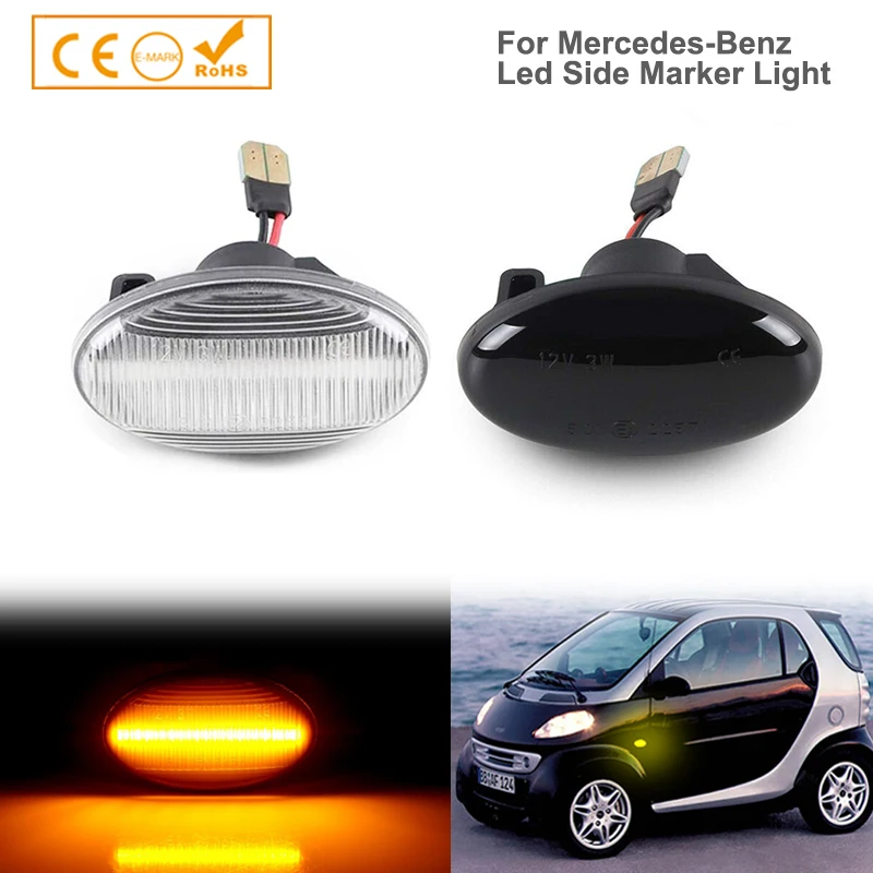 

2x For Mercedes Benz Smart Fortwo 450 452 Vito LED Dynamic Side Marker Light Turn Signal Lamps Viano Citan Metris Valente W168