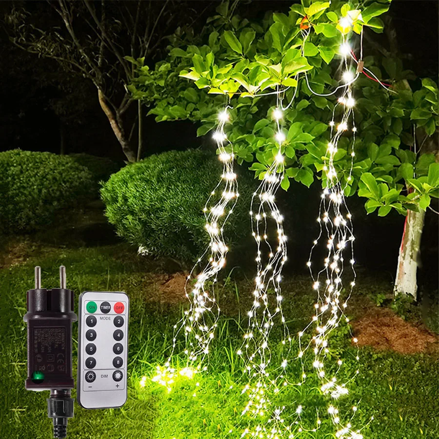 

3IN1 Christmas Branch Vine Fairy Lights Garland With Remote 600 LED Outdoor Waterproof led Waterfall String Light For Tree Decor