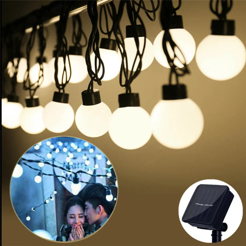 

10m/6.5m/5m Solar G50 Bulb Led Holiday Lighting String Lights Solar Lamp Outdoor Garden Christmas Decoration Street Fairy Lights
