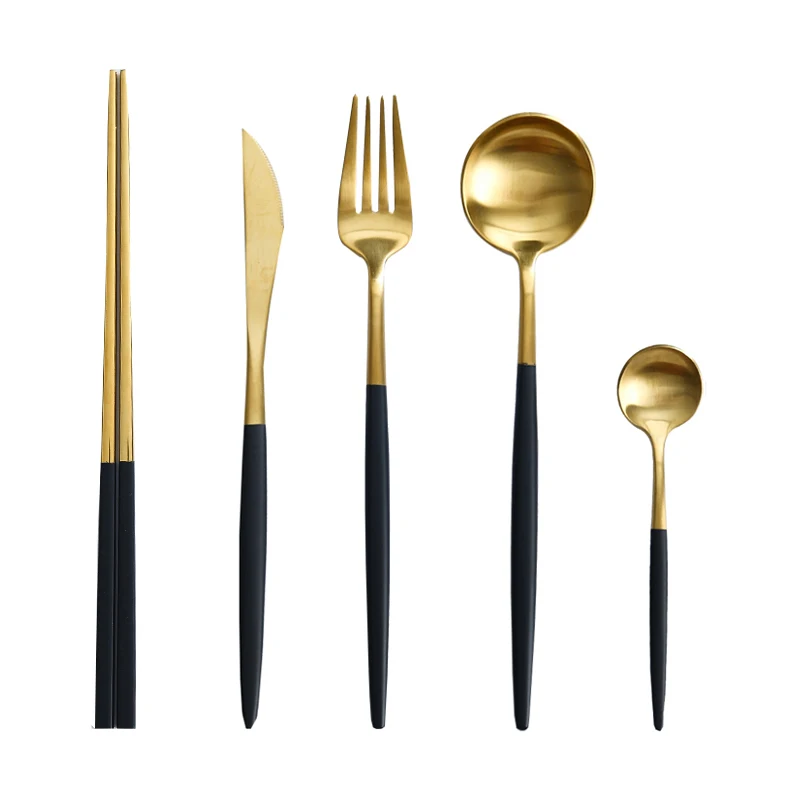 

Stainless Steelware Sets Teaspoons Cutlery Set Portable Cutleryware Sets Spoon Fork Kitchenware Kitchen Utensils Gold Cutlery