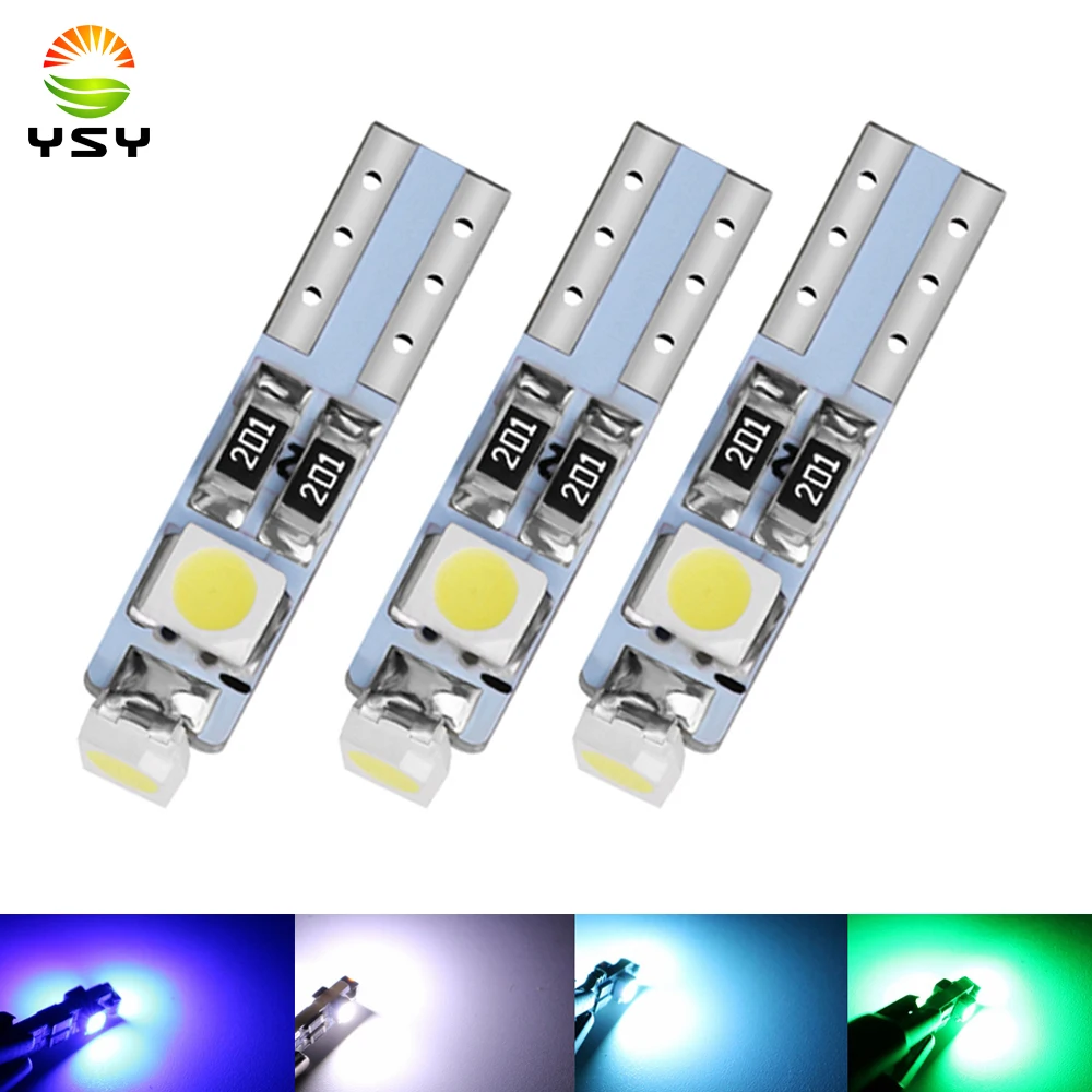 

2 шт., светодиодсветодиодный T5, T5, 3SMD, 1210, 3528, 3 лампы, 3 лампы T5, 3 лампы для дверных прожекторов, Автомобильные светодиодные лампы