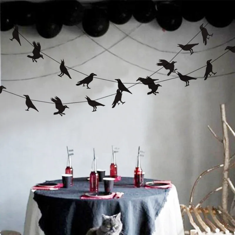 

Halloween Crows Banners Hanging Paper Garlands Theme Party Favors Home Garden Yard Haunted House Decoration,Door Porch Banners