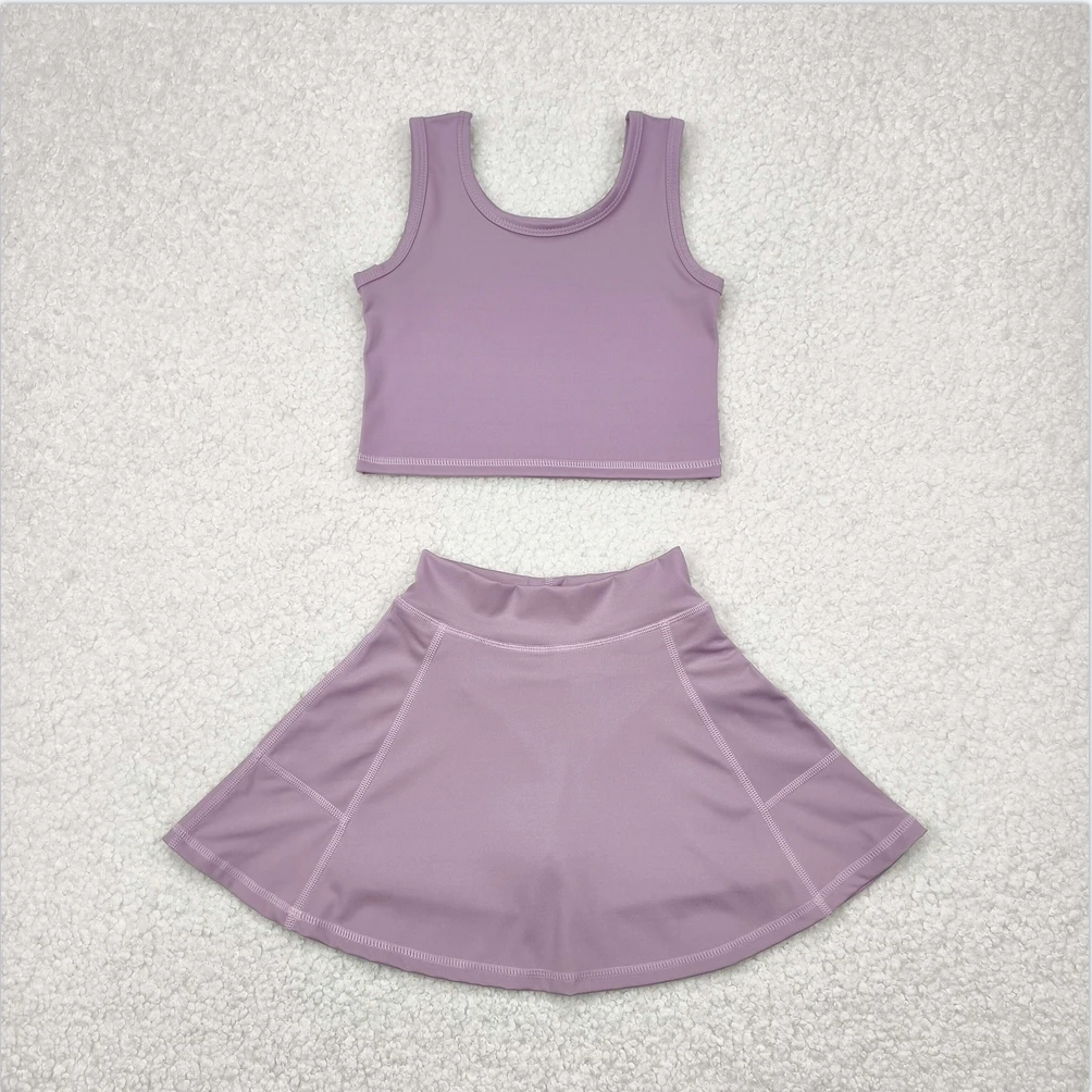 طفل فتاة الصيف رياضية Acive ارتداء مع القلاع الزرقاء سترة يوجا أعلى الرياضة Skorts طفل الفتيات الملابس فساتين مجموعات