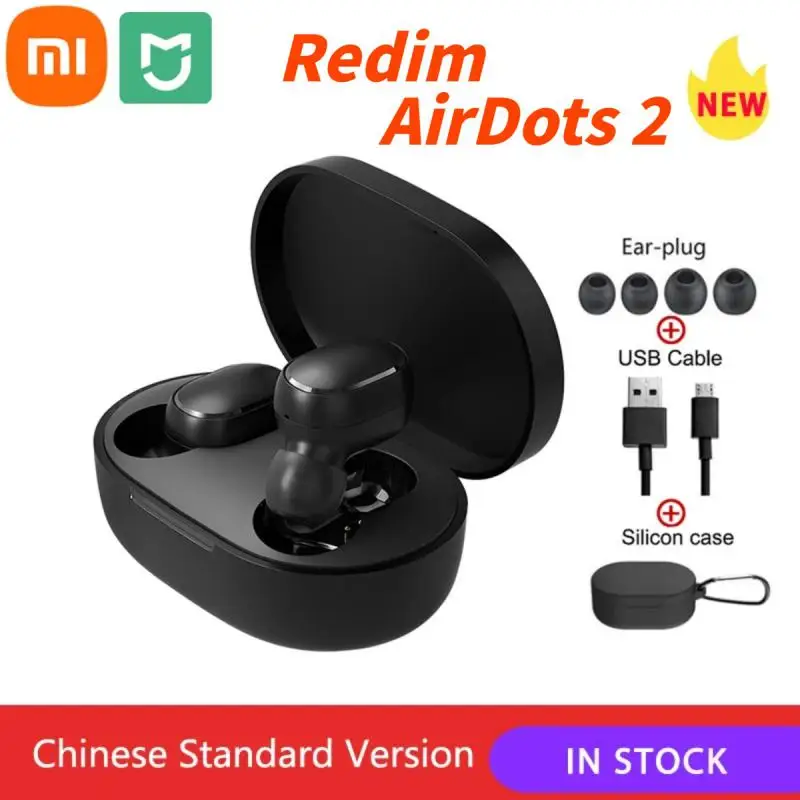 Наушники Mijai Xiaomi Redmi Airdots 2, оригинальные беспроводные наушники Xiaomi True, Bluetooth гарнитура, TWS наушники-вкладыши с управлением