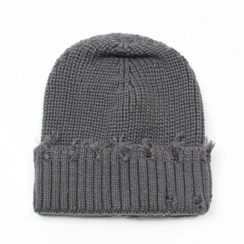 Winter mütze Frauen Harajuku gestrickte Mützen Mode warme Mützen Herbst Hip Hop Motorhaube Loch Schädel Unisex Basic Cap – Detail 14