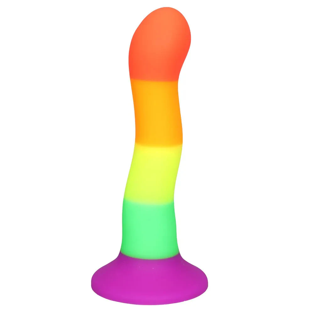7inch Rainbow Color Vividly Shape Simulated Silicone Dildo Realistic Smooth Fake Penis Manual Vaginal Vibrator Sexy Tool Sex Toy