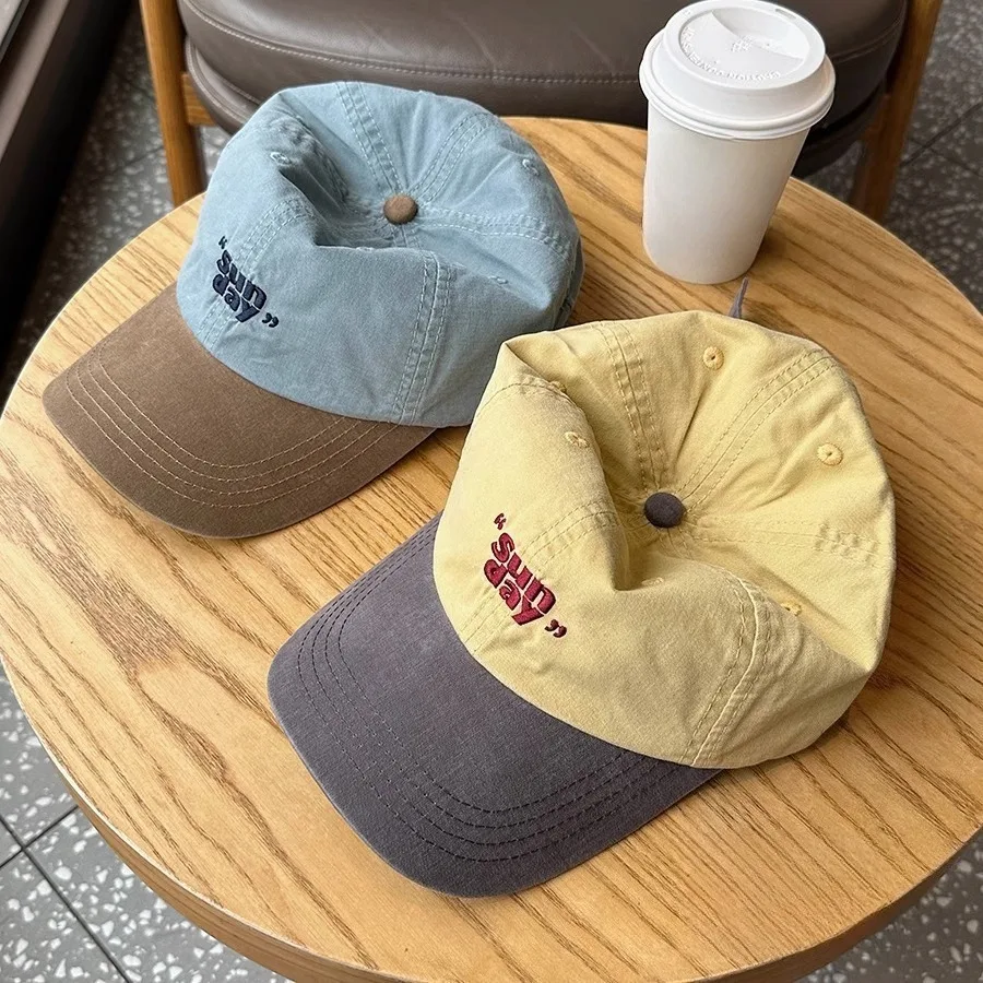 Small Niche Color Blocking Design Duckbill Cap Fashion Korean Outdoor Retro Sports Hat Soft Top Baseball Cap for Men Women