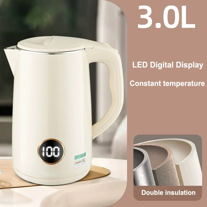 Intelligent LED Digital Display Electric Kettle Double Layer Anti-scalding Automatic Heat Preservation Power Off Electric Kettle 5