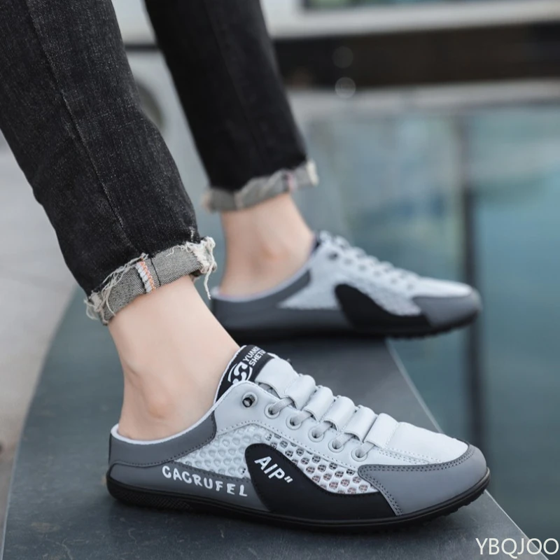 Summer Slippers for Indoor and Outdoor Wear Home Decor Men's Fashion Soft Soled Semi Slippers Large Size Hooded Slippers Men's