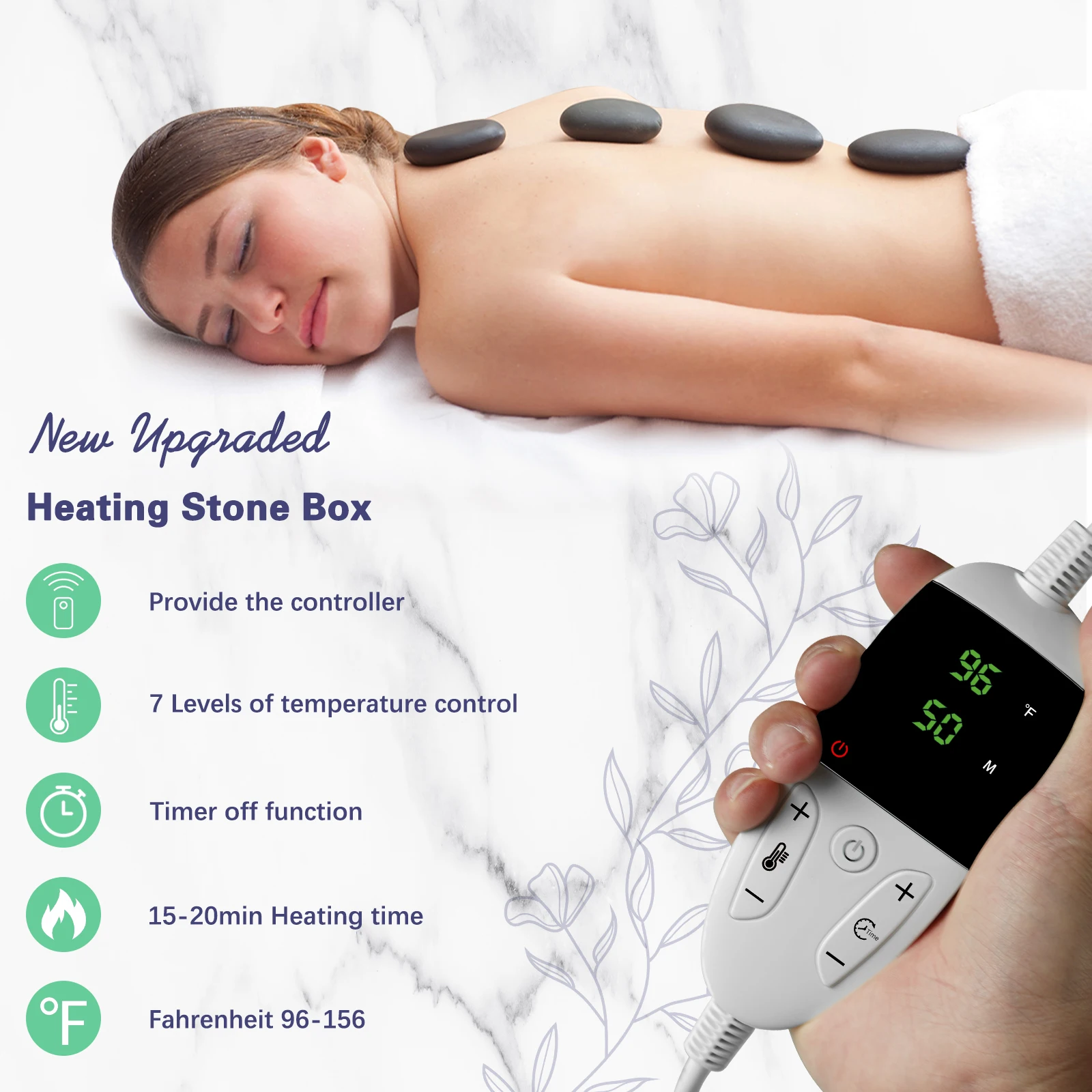 Hot Stone Massage Set with Temperature Adjustment ,Professional Spa Massage Tools, Relieve Tension and Muscle Pain 5
