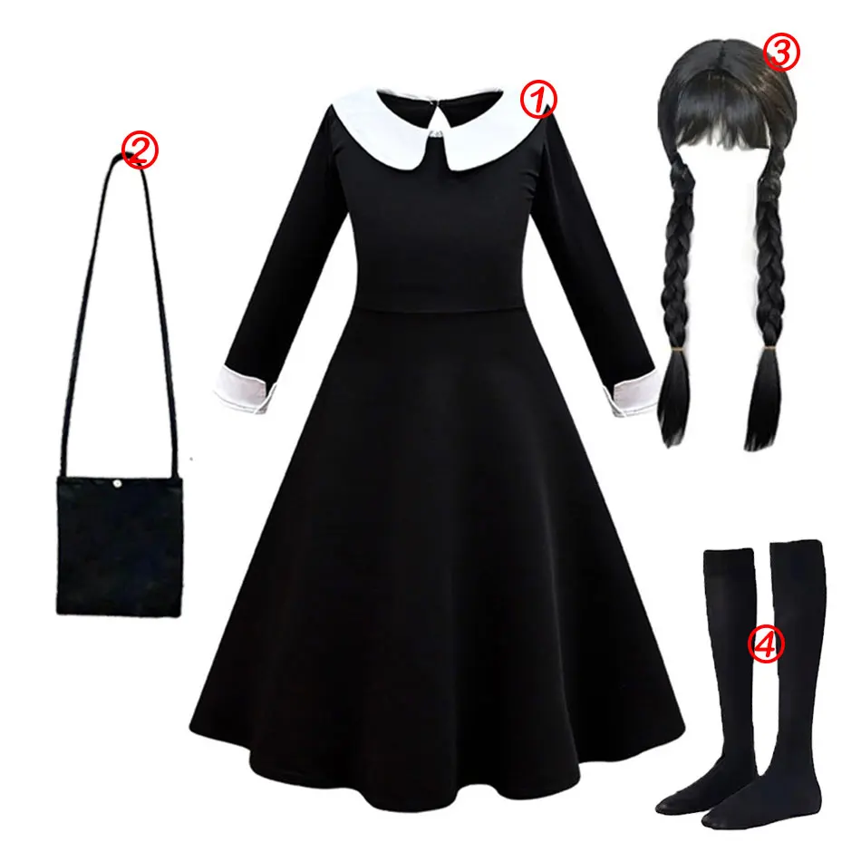 thumbnail image 1 of Disfraz de Halloween para niñas, Vestido de Cosplay para eventos negros, ropa de fiesta de noche para niños, Vestido gótico de moda, 1 of 5